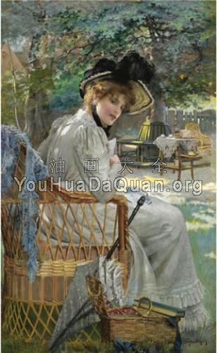 A summer afternoon in the garden - 艾萨克·斯诺曼